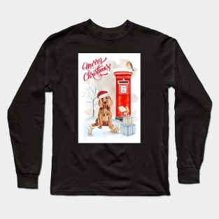 Red Cocker Spaniel Merry Christmas Santa Dog Long Sleeve T-Shirt